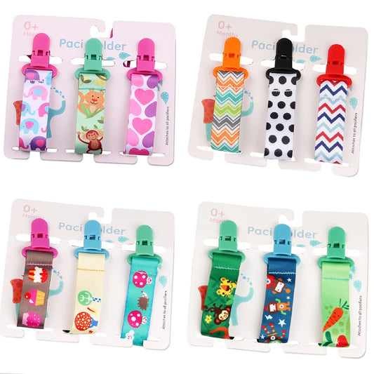 Prendedor de Chupeta para Bebê - Kit 3 Peças de Prendedores de Chupeta
